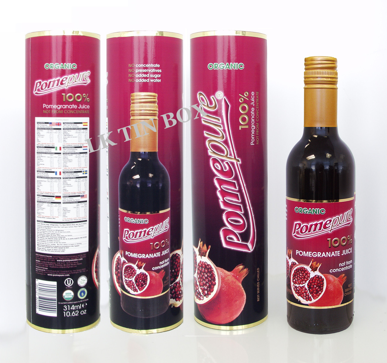 375ml Cmyk  Round Wine Tin  Box Spirit bottle Packaging For Holiday