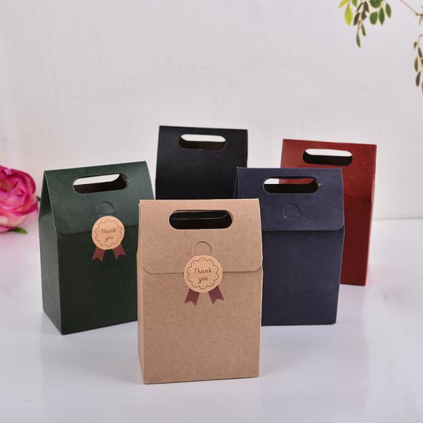 Kraft Paper Solid Color Flip Packaging Paper Bag Candy Cake Packaging Gift Tote Bag