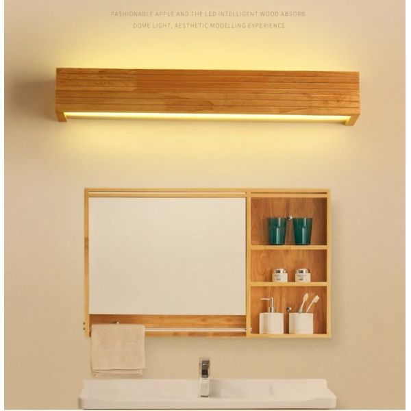 Bathroom Mirror Indoor Lighting Linear Solid Wood LED Wall Lamps (WH-VR-134)