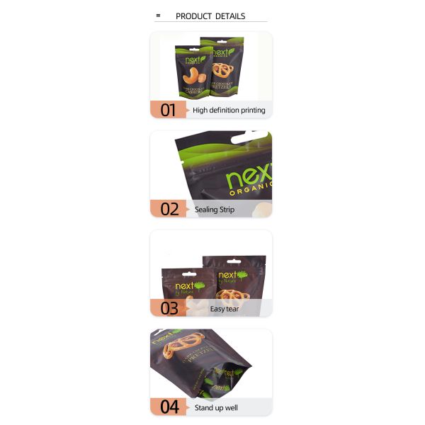 128g 4oz 6oz Plastic Pouches nut roll film Food Packaging Bag Nut Packing Bag For Snack