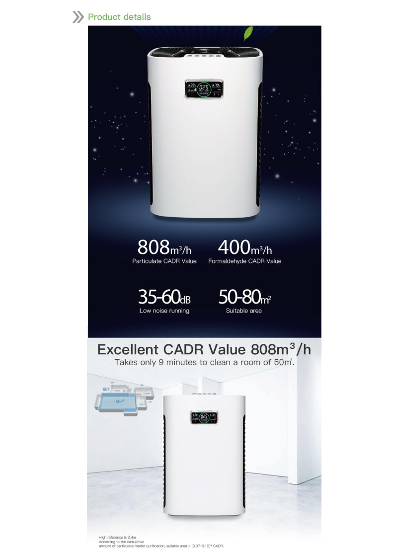 двойник очистителя WIFI воздуха терапевтики сотрудника военно-медицинской службы 800m3/h встал на сторону