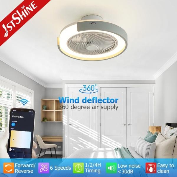 20 Ventilador de teto LED redondo com 360 graus de alto fluxo de ar e opções de temperatura de cor