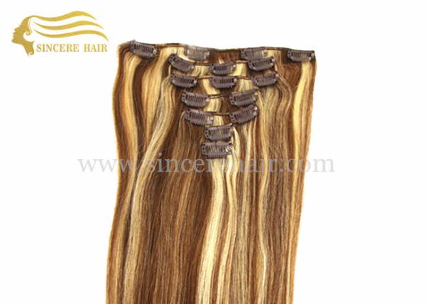 Hot Sale 20 Clip In Hair Extensions for sale - 50 CM 100 G 7 Pieces Piano Colour Remy Hair Clips-In Extensions for Sale
