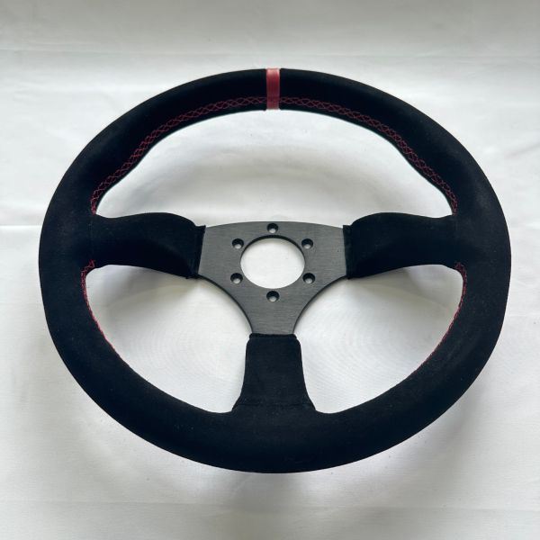 DELUXON 350mm Deep Dish 65mm Racing Steering Wheel 6 Bolt Universal Suede Performance Wheel