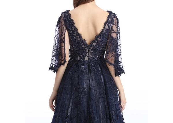 Fishtail Long Sparkly Prom Dresses Deep V Neck Ruffles With Fancy Embroidery