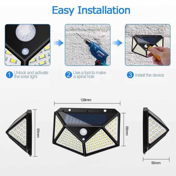 3 Modes IP44 Waterproof Solar Motion Sensor Outdoor Wall Light for Home Security