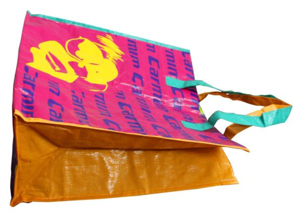 4 Color Printing Carmic PP Woven Shopping Bags, Reusable Carrier Bag With Sewing X