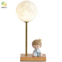 D120*H320mm 3D de obscurcissement multiple a imprimé la lampe étoilée de table de chevet de lampe du ciel Wood+Iron de lampe de lune