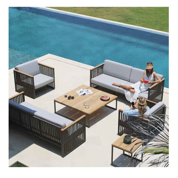 Modern Outdoor Aluminum Rattan Garden Sofa Chair Set Waterproof Eco-Friendly for Villa Apartment Courtyard & Leisure Lounge Use