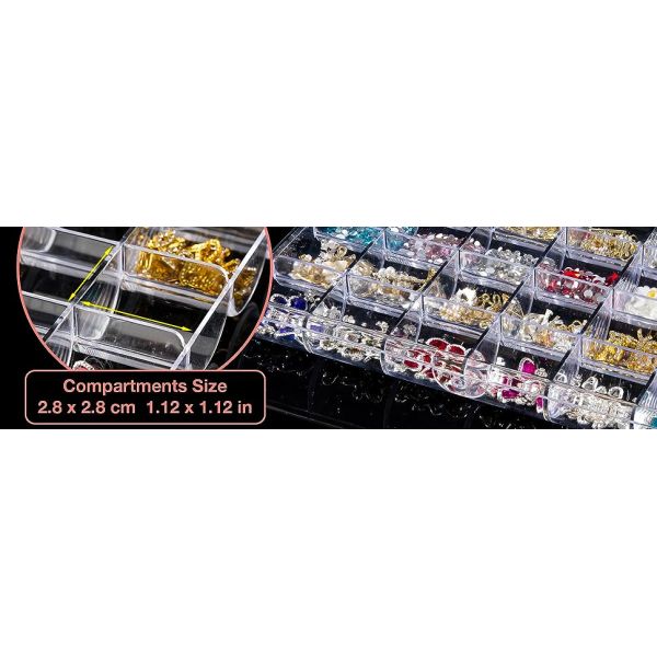 Plastic Nail Art Decorations Container, Transparent Plastic Organizer Box, Clear Storage Container Jewelry Box