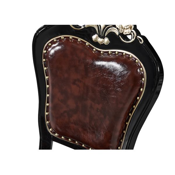 Ebony Solid Wood Carved Sponge European Dining Chairs