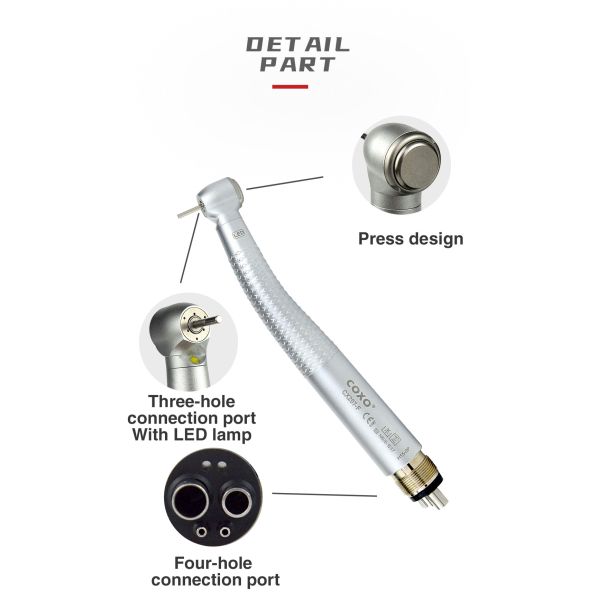 300000rpm Coxo High Speed Handpiece 4 Hole LED Dental Handpiece With 3 Way Spray