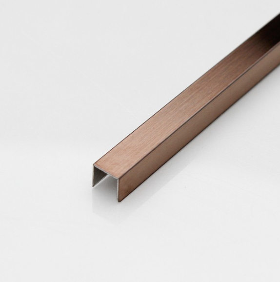 Elegant Rose Gold Brushed Stainless Steel U Shape Tile Trim Strip