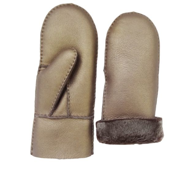 Metal Hand Sewn Winter Leather Mitten Gloves Classic Style Customized Size