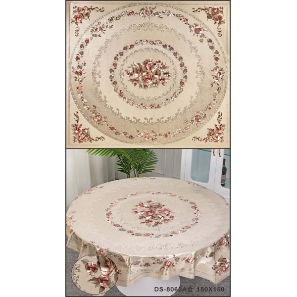 Нефтяной ПВХ Круглое пластинчатое столовое покрытие для 10 человек Белый круглый стол Классический стиль