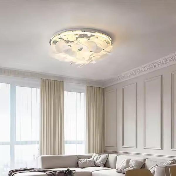 Nordic Simple Light French Living Room Bedroom Ceiling Light Modern Cream Creative Personality Lotus Leaf Designer Room Light