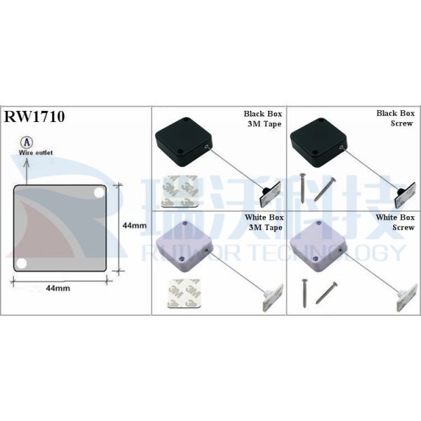 RW1710 Square Security Tether Plus 25X15mm Rectangular Adhesive ABS Plate