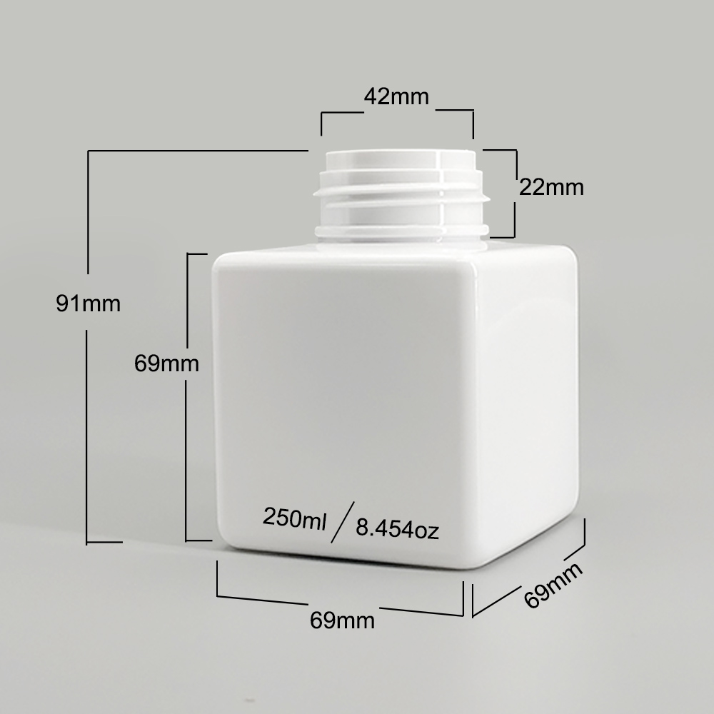 Бутылка насоса пены 8.45oz белого квадрата 42mm