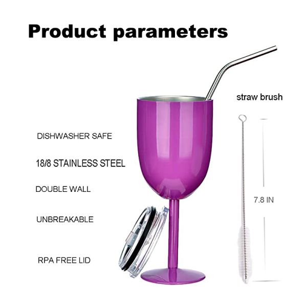 10oz Wine Sippy Cup For Adult Double Walled Insulated Vacuum Unbreakable