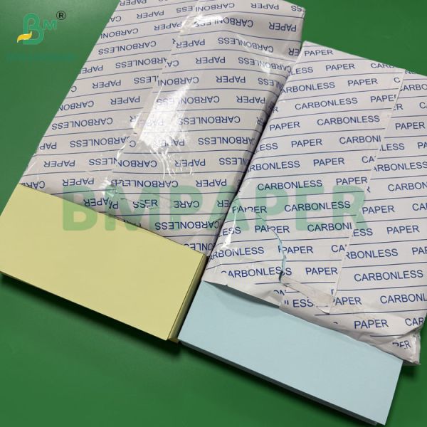 75gr 78gr Carbonless Paper CF Yellow CFB Blue Letter Size 216x279mm Image Black 75 gr 78 gr Papier sans carbone CF Jaune CFB Lettres bleues Taille 216x279mm Image Noir