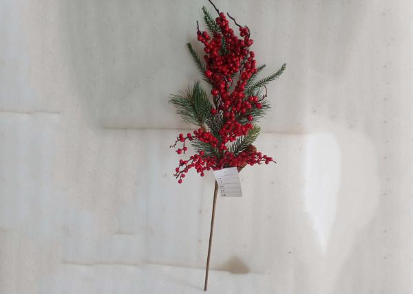 Lifelike 65cm Artificial Fake Red Berries With Green Leaves