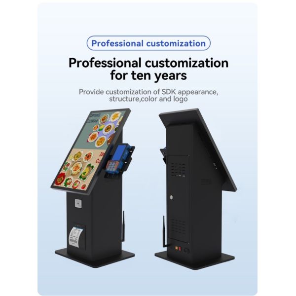 21.5 inch Desktop Self Ordering Pos Printer Ordering Kiosk Digital Restaurant Menu Self Payment Kiosks