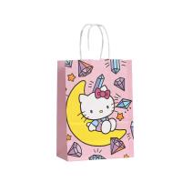 Cartoon Kitty Gato Bolsas de regalo Tienda de fiestas Bolsas de papel Kraft de mano impresas