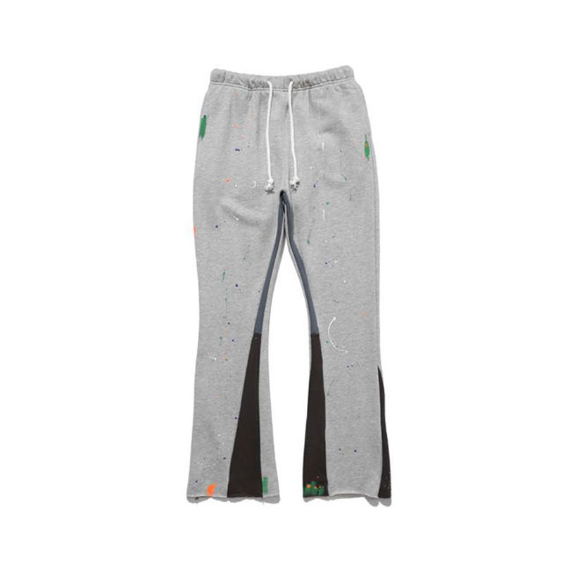 Custom Logo 100% Cotton Fabric Flare Track Jogger Wholesale 3d  Sweatsuits Men Sweatpants Stacked Sweat Men'S Pants
