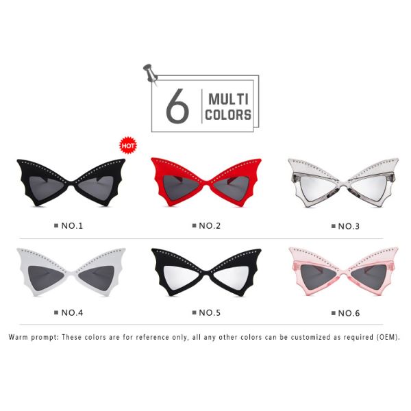 Oversized Women Bat Sharp Rivet Big Frame Sunglasses Personality Dance Party Glasses