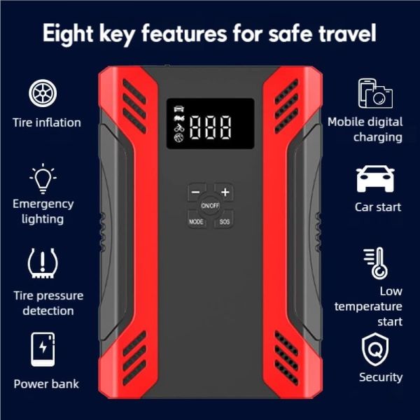 Portable Car Jump Start Battery Charger Booster Starter With Power Bank LED Light