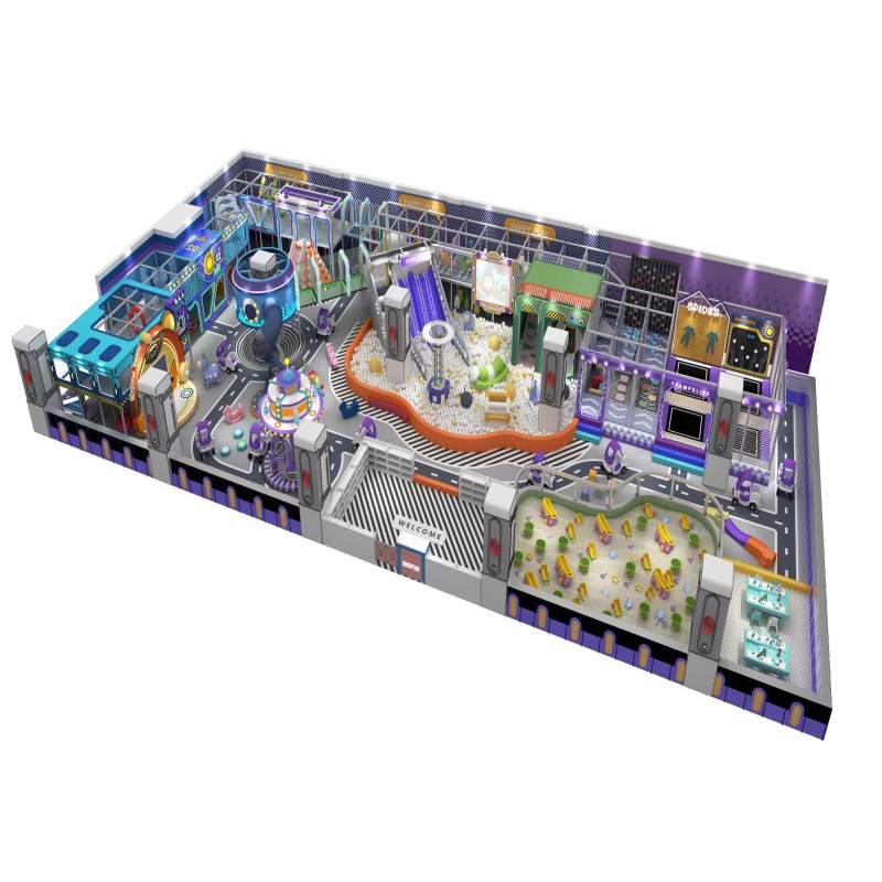 Macaron Indoor Trampoline Playground All In One Soft Play Family Entertainment Center for Villa