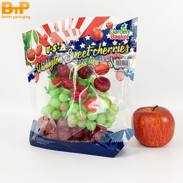 Custom Printed Handle Stand-up Zipper Bags for Fresh Fruits & Vegetables, Fully Recyclable Material PP Bag