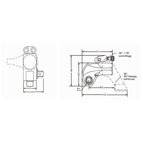Ft.lb square drive hydraulic torque wrench , 451-4542N.m with 1