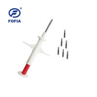 ICAR Certificado 2.12*11.5mm RFID Microchips Com Bioglás Animal EM4305 Bloqueio Vermelho