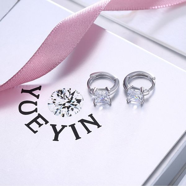 1.2cm 316L SS придают квадратную форму кубическим серьгам стержня серег 3A CZ Zirconia стерлинговым серебряным