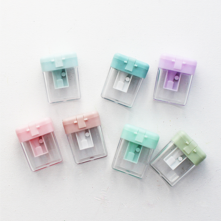 high quality hot sale candy color cover clear plastic sharpener