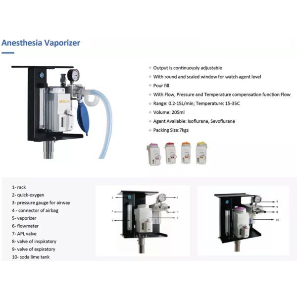 1500ML Veterinary Anesthesia Machine Vaporizer Veterinary Medical Supplies Clinical