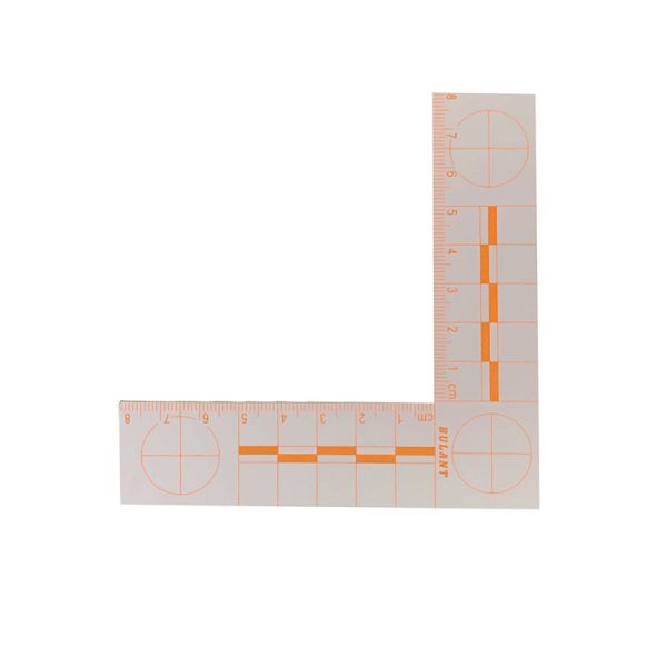 P123 8x8 cm fluorescent right angle photographic evidence scale