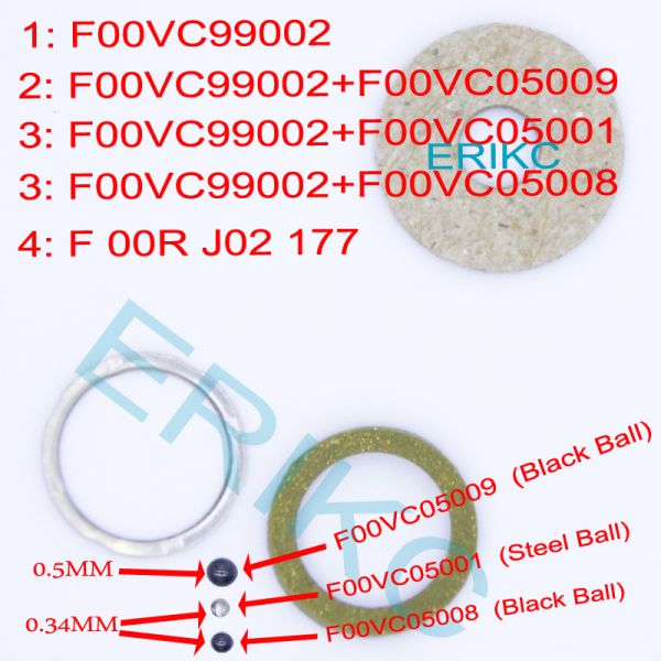 ERIKC F00VC99002 + F00VC05008 For BOS Common rail injector ball set repair kits F00V C99 002 DIESEL auto part FOOVC05001