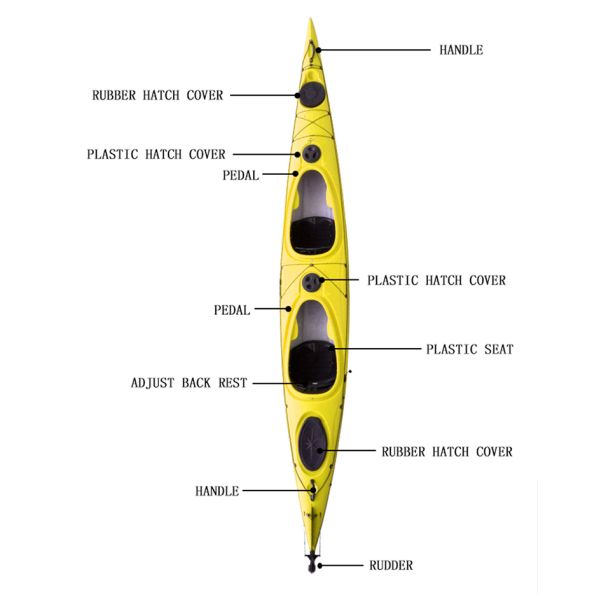 Double Seat Sea Touring Kayak HDPE 5mm Two Person Fishing
