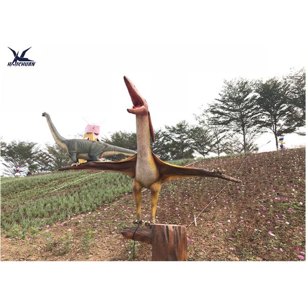 Life Size Velociraptor Outdoor Dinosaur  , Waterproof Little Pterosaur Dinosaur Garden Sculpture 