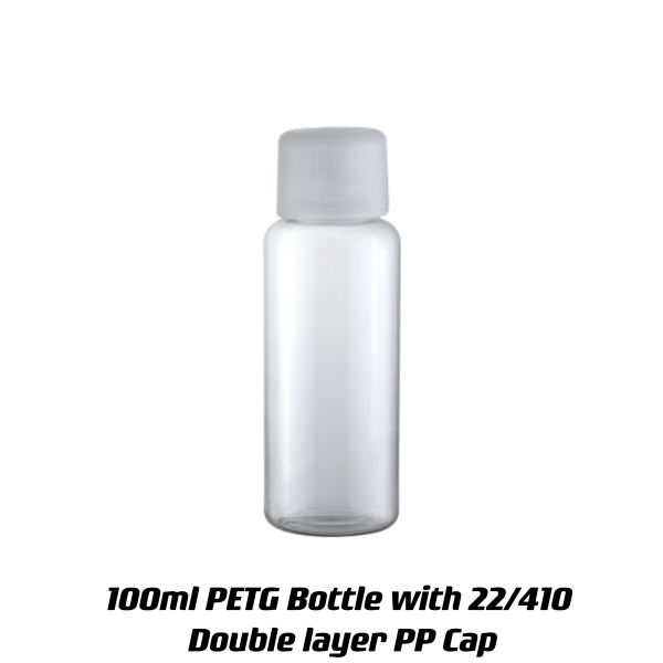 Transparent PETG Collar 100ml Clear Plastic Bottle with Custom Color and Cap