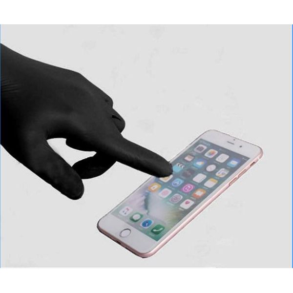 Disposable Black Nitrile Food Service Gloves Industrial Use 9 Inches