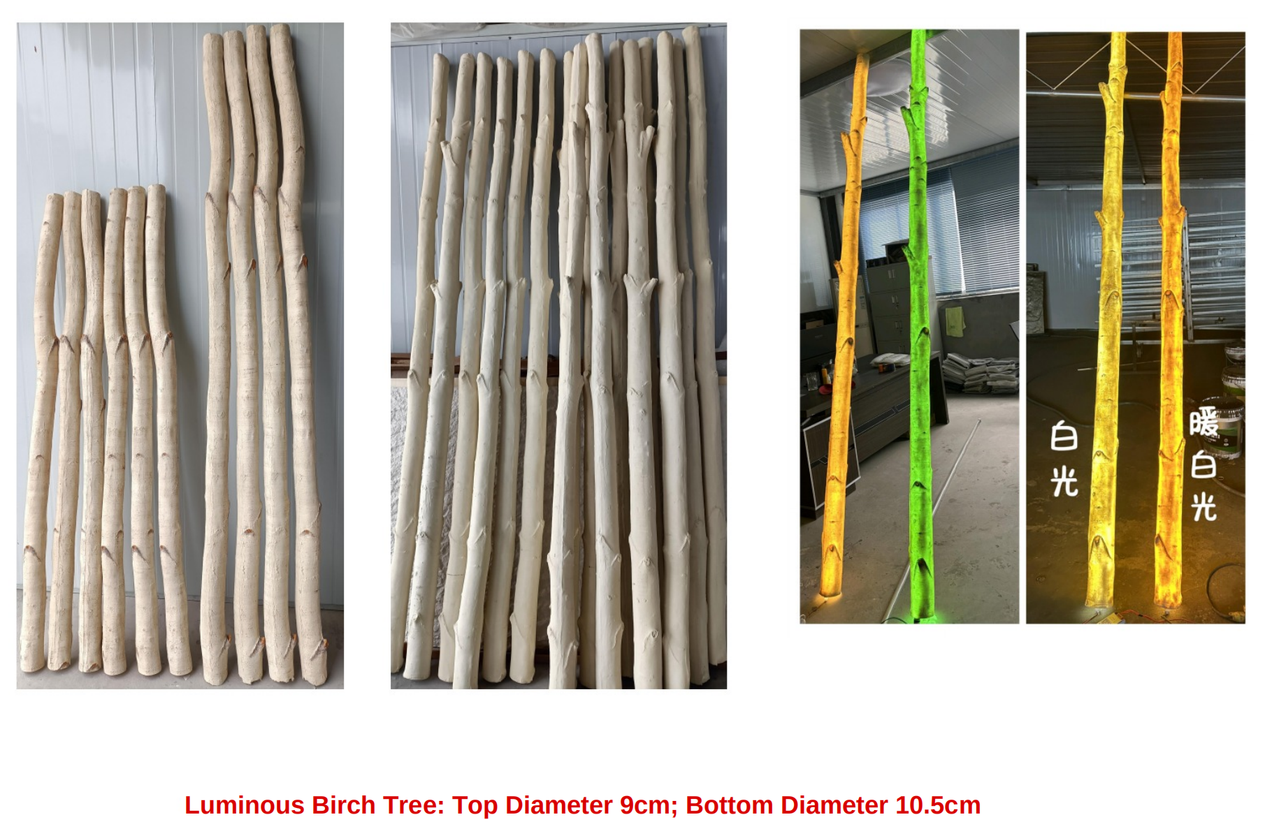 Made In China Luminous Birch Tree Top Diameter 9CM Bottom Diameter 10.5CM Outdoor Waterproof Customized LED Glowing Birch Tree Artificial Coconut Tree For Sale