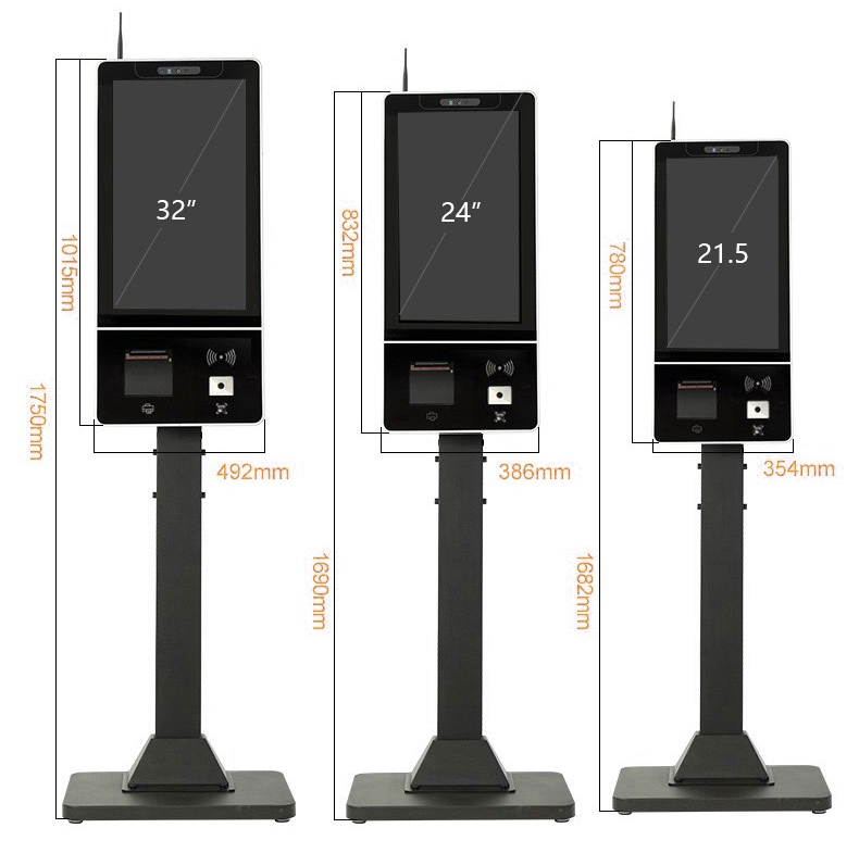 POS Kiosk All-in-one System with Capacitive Touch Screen 80mm Thermal Printer and NFC Card Reader for Self-service Checkout