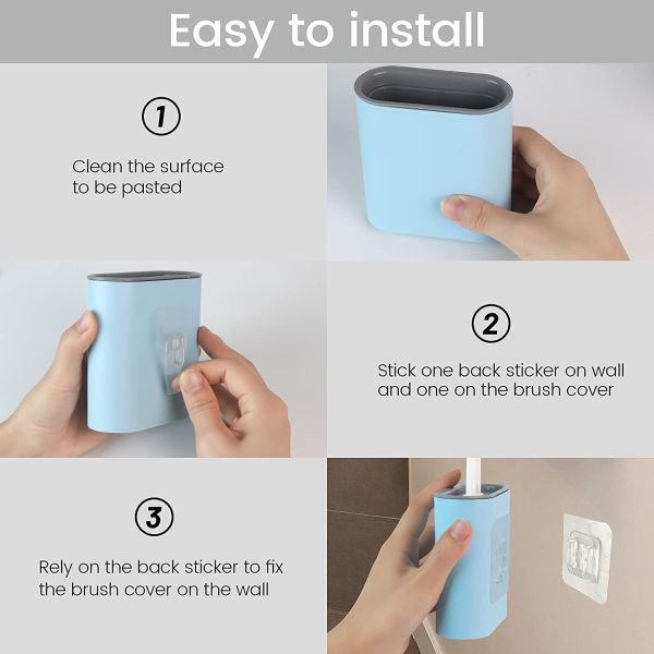 TPR Silicone Toilet Brush Set With Holder Wall Mounting Bathroom Use