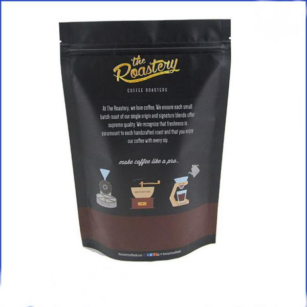 Matt Black Aluminum Foil Zip Lock Bag Stand Up Pouch Coffee Bag With Valve