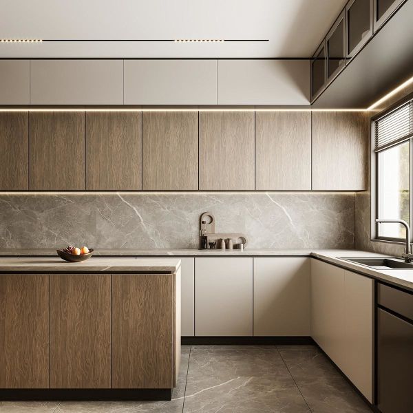 Кухонная мебель на заказ Современная натуральная твердая древесина Модульные кухонные шкафы Вилла использовать роскошные кухонные шкафы