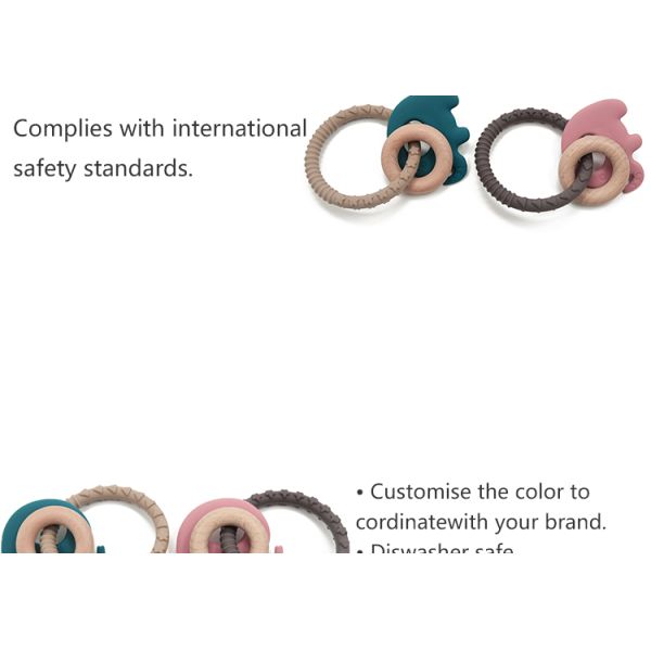 Food Grade Elephant Silicone Beech Wooden Teething Toys For Young Babies