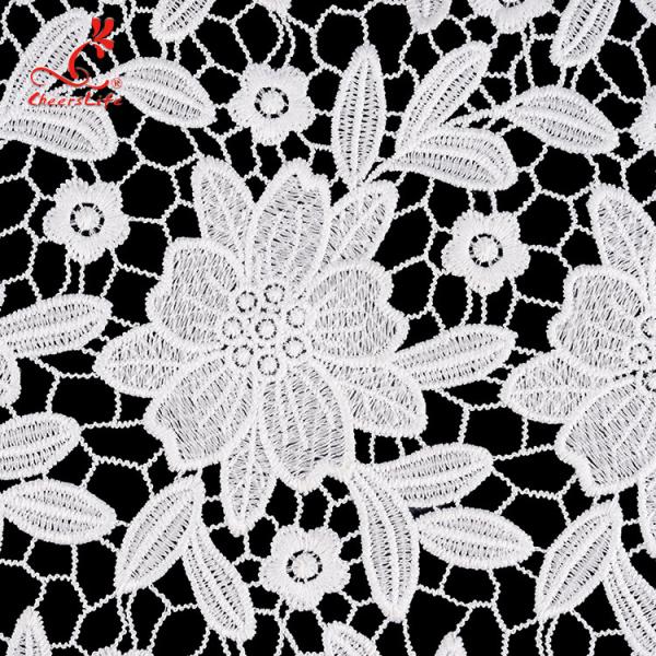 125cm Width Water Soluble Floral Embroidery Fabric With Sequins